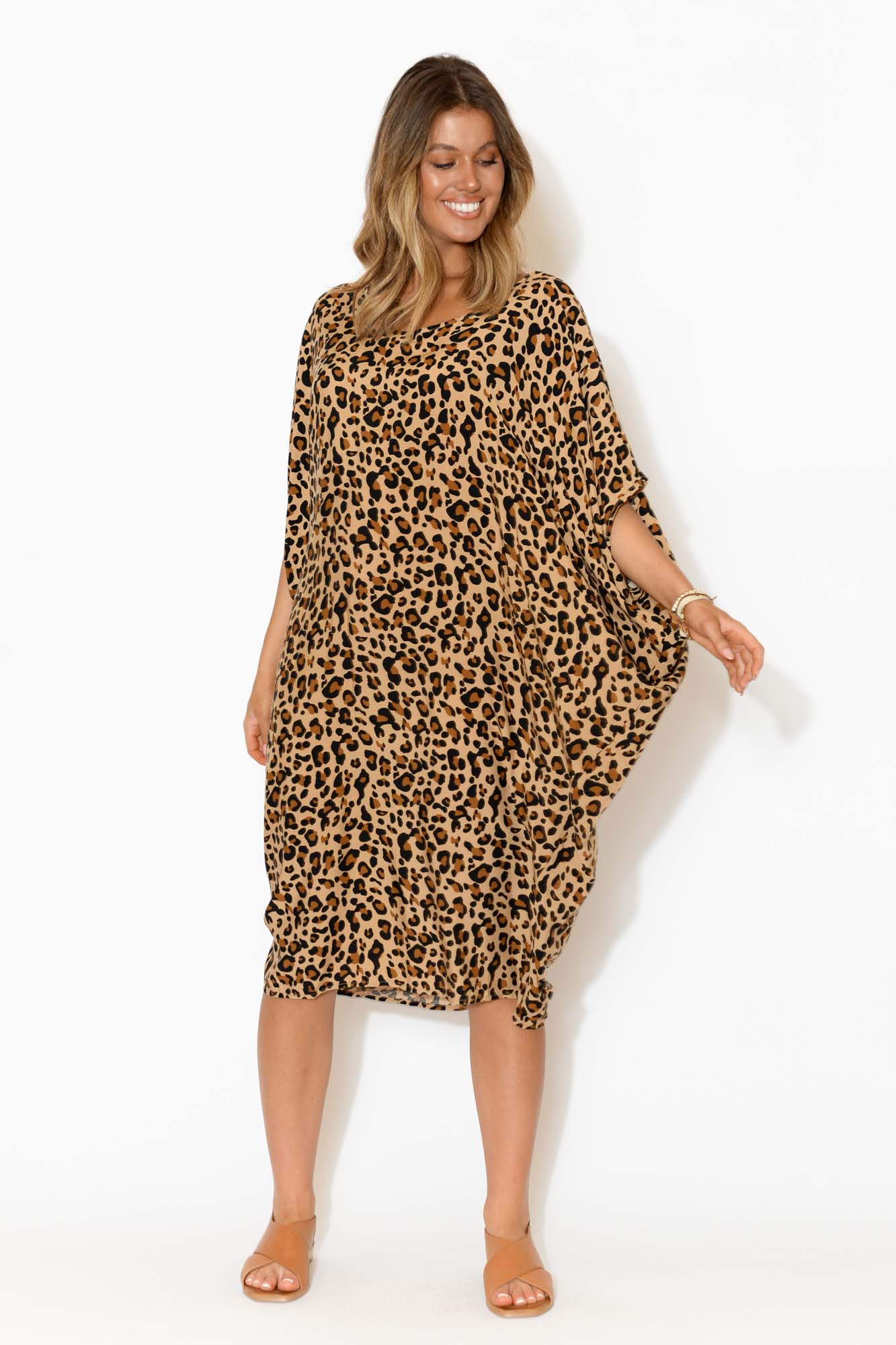 Paula Tan Leopard Batwing Dress – Blue ...